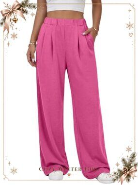 Wide Leg Baggy Sweatpants High Waisted Ruched Casual Loungewear